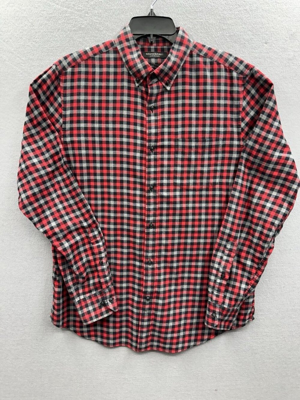 Banana Republic Shirt Men's L Black Gingham Grant Fit Long Sleeve Luxe Flannel